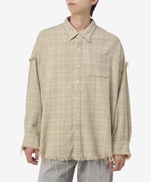 MUSINSA公式 | R13 男性シュレディッドシムドロップネックシャツ 