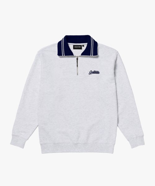 SCRIPT LOGO HALF ZIP-UP-MELANGE GREY
