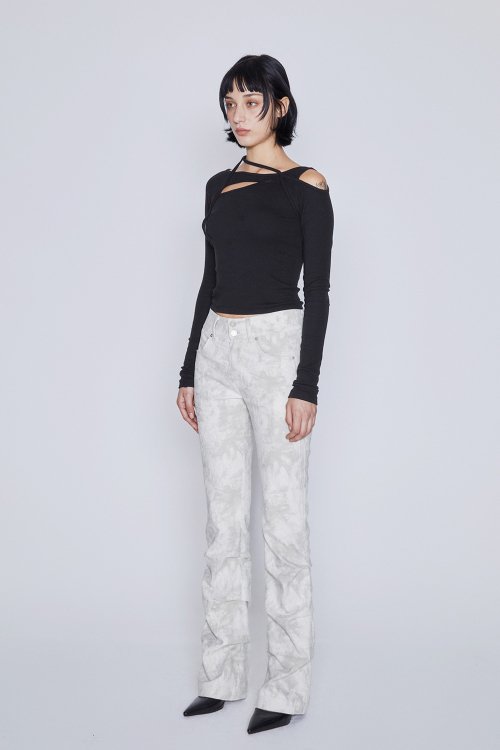 JACQUARD SHIRRING PANTS (BEIGE)