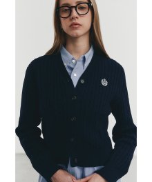 CREST LOGO CABLE CARDIGAN FRENCH NAVY_UDSW4A204N2