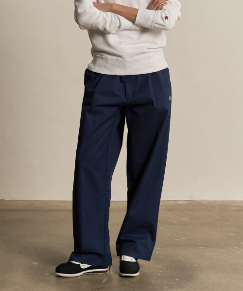 Широкие хлопковые брюки со складками Normal Navy