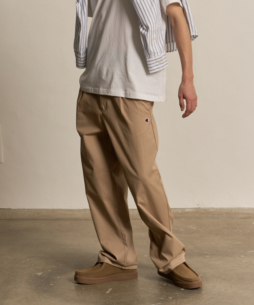 Широкие хлопковые брюки со складками Normal Beige