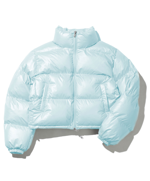 Light blue cropped puffer jacket best sale