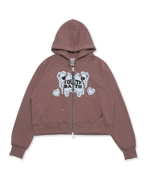YB BUTTERFLY LOGO HOOD ZIP UP_BROWN