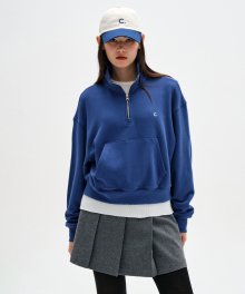 [23FW clove] Comfy Half-zip Sweatshirt (Blue)