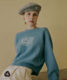 MOUVEMENT W CLASSIC LOGO CROP KNIT PULLOVER light blue