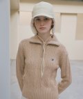 MOUVEMENT W HALF ZIPUP CABLE KNIT beige