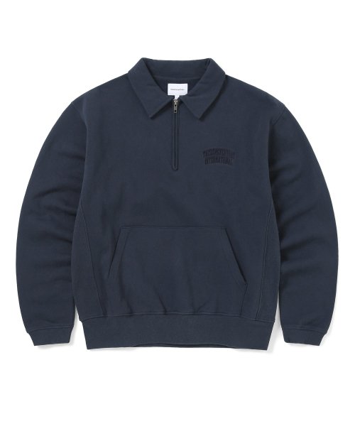 MUSINSA | thisisneverthat® Half Zip Polo Sweatshirt Navy