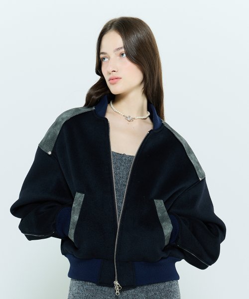 L6 WOOL BOMBER JACKET(NAVY)