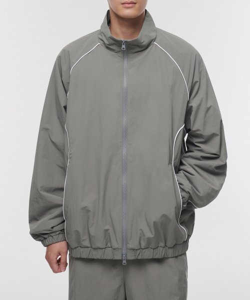 MUSINSA | MUSINSA STANDARD Piping line oversized track jacket [gray]