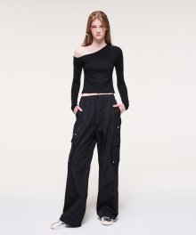 Zipper Point 2-Way Cargo Pants, Black