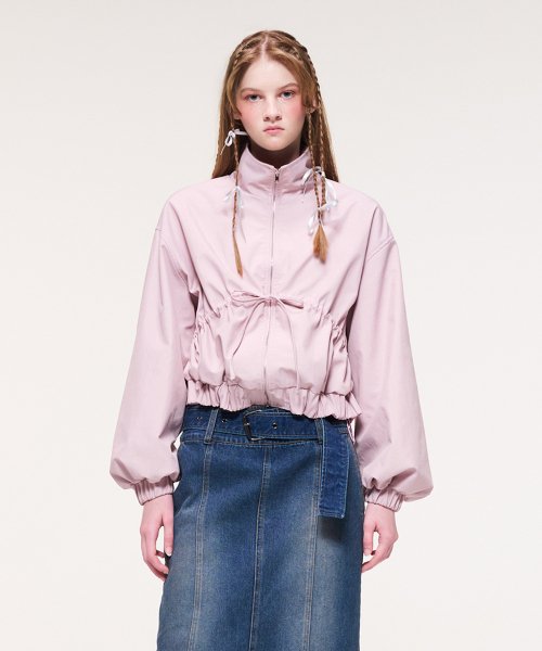 Shirring String Wind Jumper, Pink