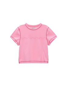 DOUBLE LINE LOGO STITCH CROP TOP IN PINK