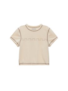 DOUBLE LINE LOGO STITCH CROP TOP IN IVORY