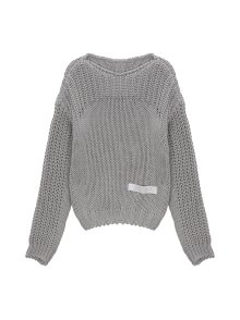 BRAID TEXTURE KNIT PULLOVER IN GREY