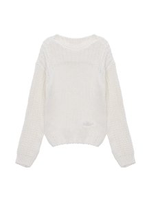 BRAID TEXTURE KNIT PULLOVER IN WHITE