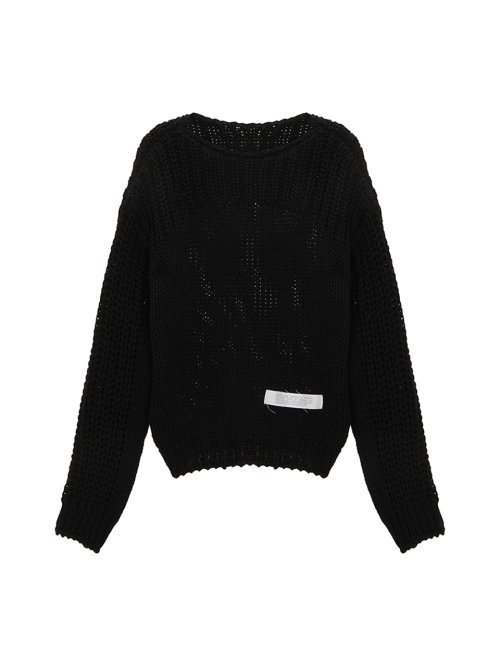 【MATIN KIM】FLOWER JACQUARD KNIT PULLOVER IN BLACK 