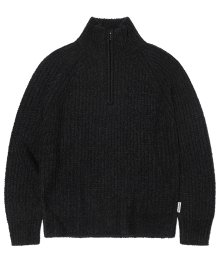 BOOKLE HALF KNIT ZIP UP [BLACK]