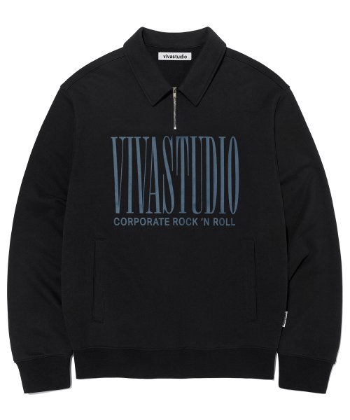 비바스튜디오(VIVASTUDIO) HALF ZIP UP COLLAR TEE [BLACK] - 사이즈