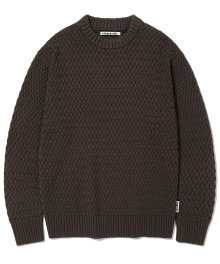 BASKET CABLE ROUND KNIT [DARK BROWN]