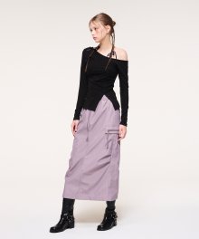 Zipper Point Cargo Skirt, Dark Lavender