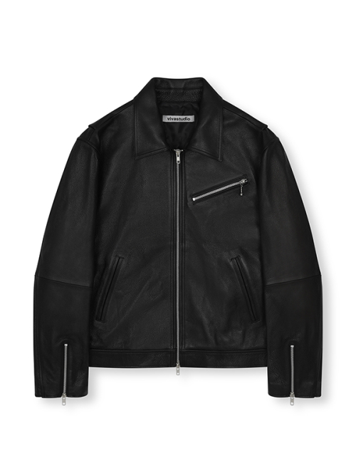 vivastudio 黒 レザー ライダースジャケット VEGAN LEATHER OVER FIT RIDERS（ライダースジャケット）｜VIVASTUDIO