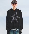 Starfish Hood Zip-Up Sweater(BLACK)