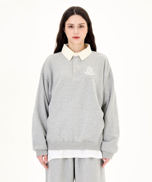 Оверсайз свитшот-поло с вышивкой Royal - Gray