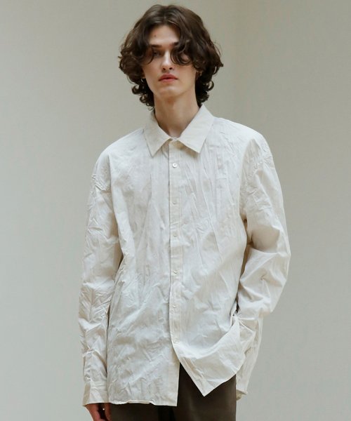 MUSINSA  SIGNATURE Crinkle Shirt [Ivory]