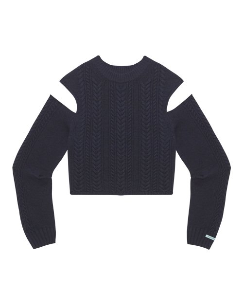 インスタントファンクcut-out wool cable knit - ニット/セーター