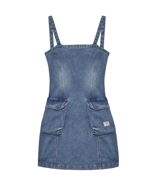 MUSINSA | INSTANTFUNK Western Cargo Denim Mini Dress - Blue