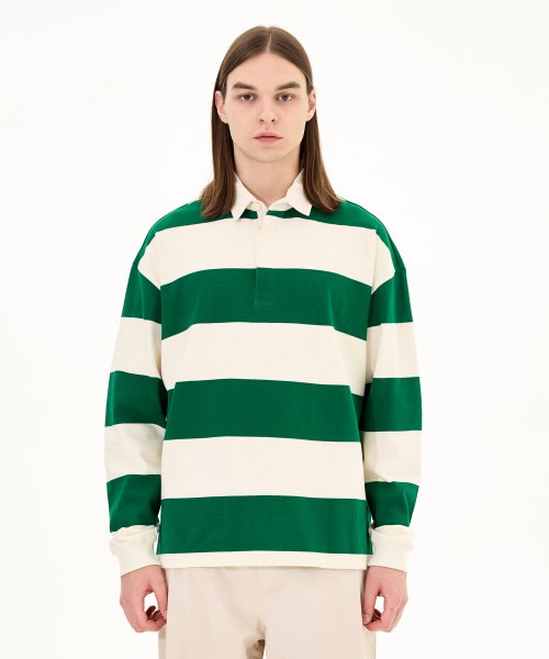 Relz Wide Stripe Long Sleeve Polo T-Shirt by Molo