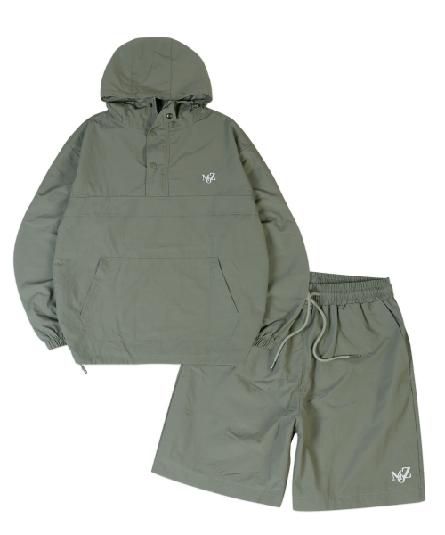 [SET] Комплект из мягкого сетчатого анорака и шорт Khaki