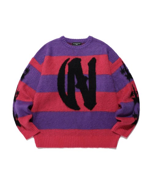 STRIPE BIG N LOGO KNIT_PURPLE(NG2DFUK604A)