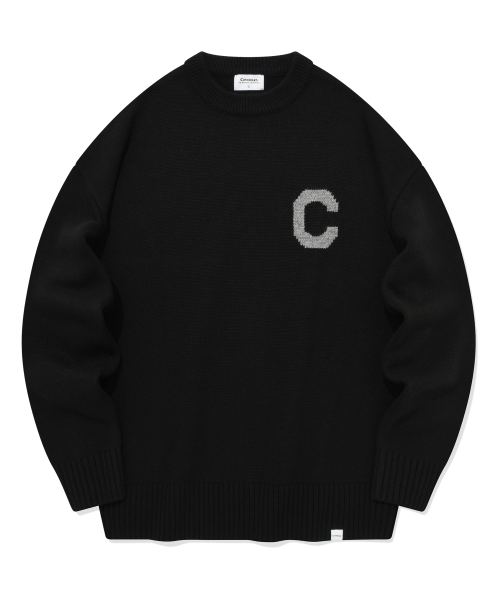 MUSINSA | COVERNAT Middle C logo crewneck knit black