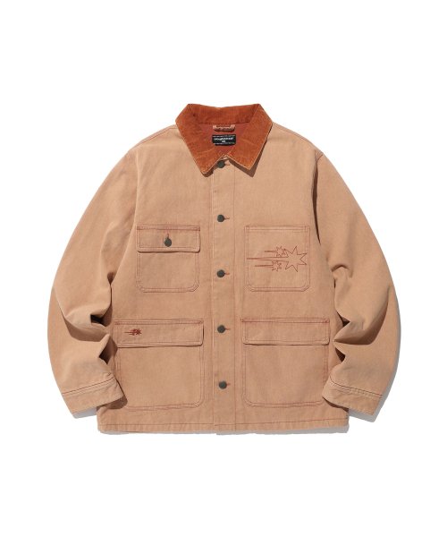 COTTON GARMENT DYED CHORE JACKET_BRICK(NG2DFUD102A)