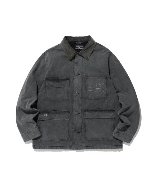 COTTON GARMENT DYED CHORE JACKET_BLACK(NG2DFUD102A)