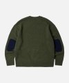 WOOL ELBOW BLOCK KNIT _ OLIVE