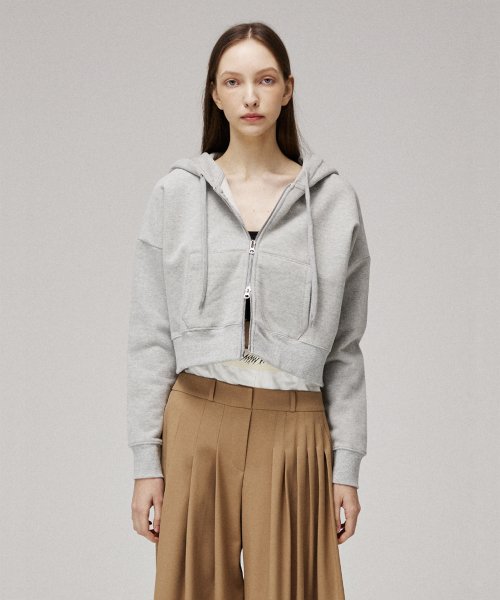 Signature logo crop hooded застёжка