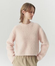 Wool Boucle Reverse Knit - Light Pink