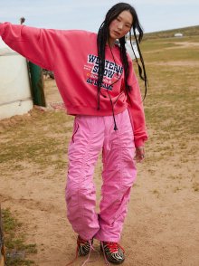 SHIRRING PARACHUTE PANTS PINK