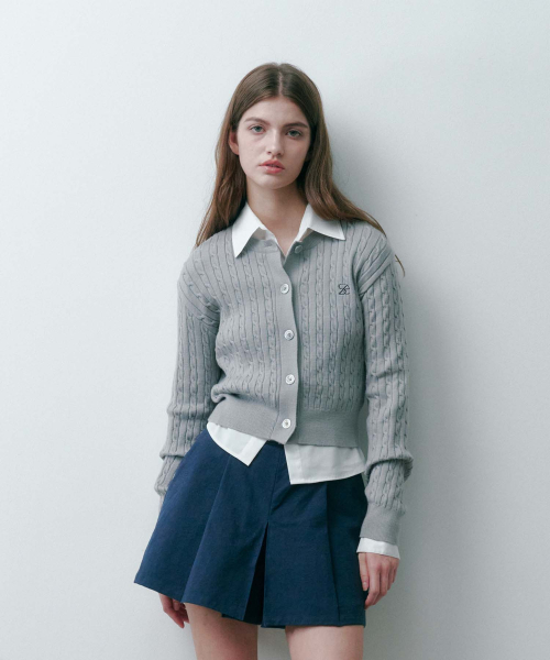Кардиган крупной вязки с логотипом SAC, Light Grey 4W2316002