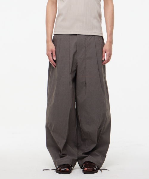 Clemente нейлон широкий-leg trousers grey