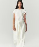 르바(LEVAR) Layered Half-Sleeve Dress - Warm White