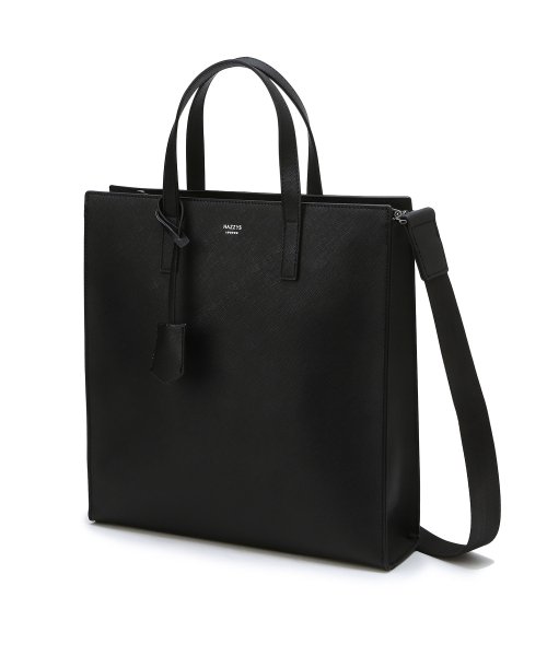 MUSINSA HAZZYS MEN ACC KEVIN Black monochrome leather tote bag