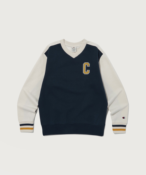 Свитшот с V-вырезом и колор-блоком Normal Navy