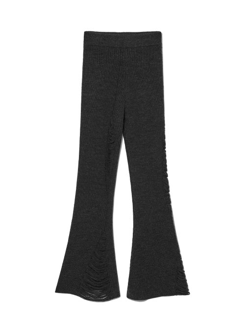 ★GLOWNY★SAHARA DAMAGED WOOL KNIT PANTS (CHARCOAL)★正規品 글로니(GLOWNY) SAHARA DAMAGED WOOL KNIT PANTS (CHARCOAL