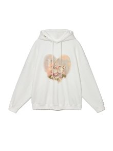 BUNNY IN LOVE BOXY HOODIE (WHITE)