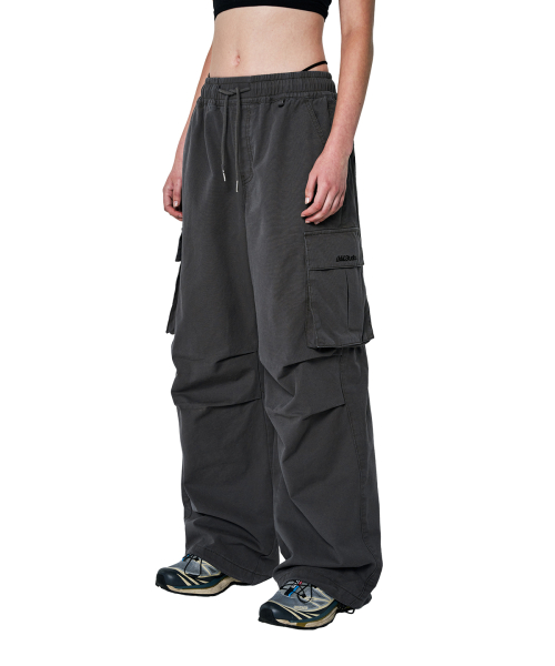 Parachute Washed Cotton широкий карго брюки - charcoal