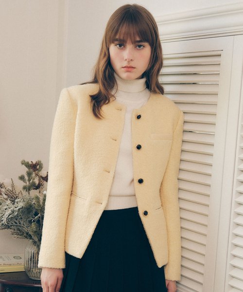 NON воротник пуговица куртка YELLOW